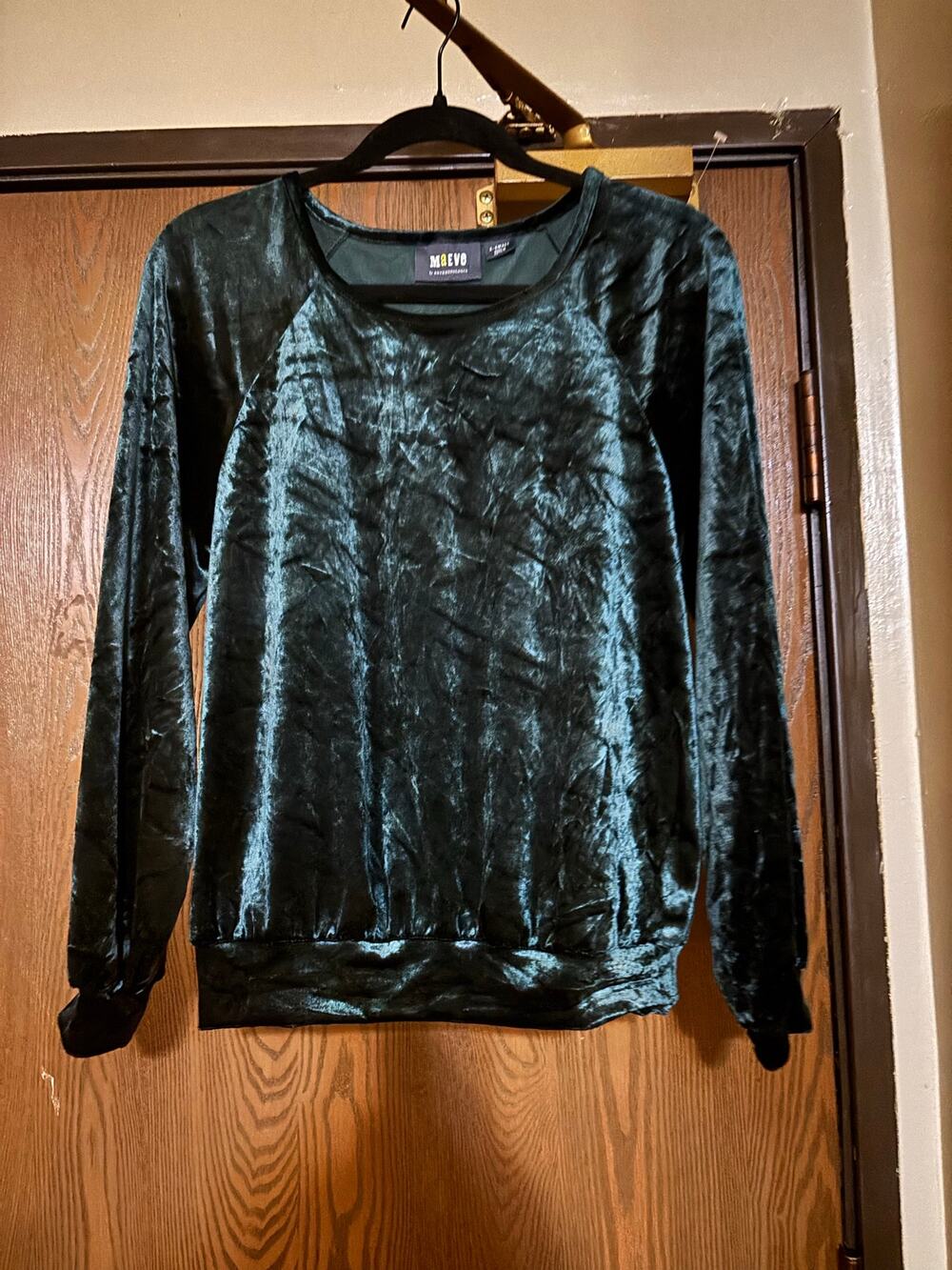 NWOT Maeve Anthropologie Dark Green Velvet Fall/ Winter Long- Sleeve Shirt
